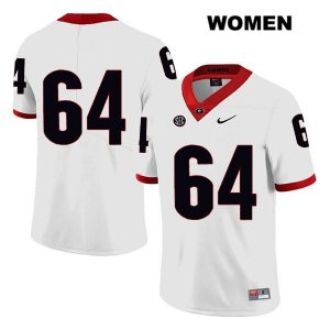 Women's Georgia Bulldogs NCAA #64 JC Vega Nike Stitched White Legend Authentic No Name College Football Jersey BLQ2654TC